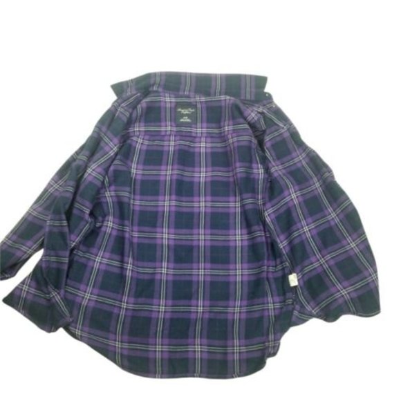 American Eagle Outfitters Soft Flannel Plaid Shirt Womens M Purple Viscose Blend - Picture 5 of 12